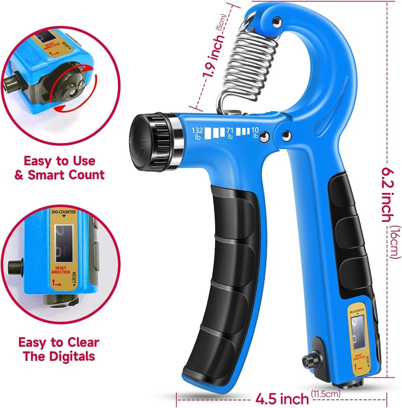 FitBeast Hand Grip Strengthener Workout Kit (5 Pack), 2 Forearm Grip Adjustable Resistance Hand Gripper, Finger Stretcher, Grip Ring & Stress Relief Grip Ball for Athletes - Image 2
